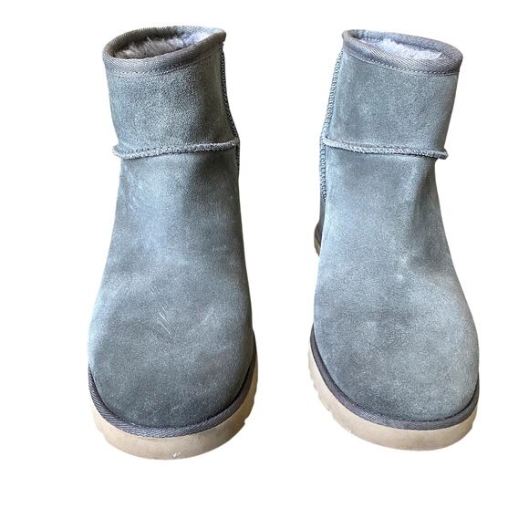 UGG Classic Femme Mini Wedge Slate Gray Cozy Suede Ankle Boot Women's 9.5 - Picture 4 of 13